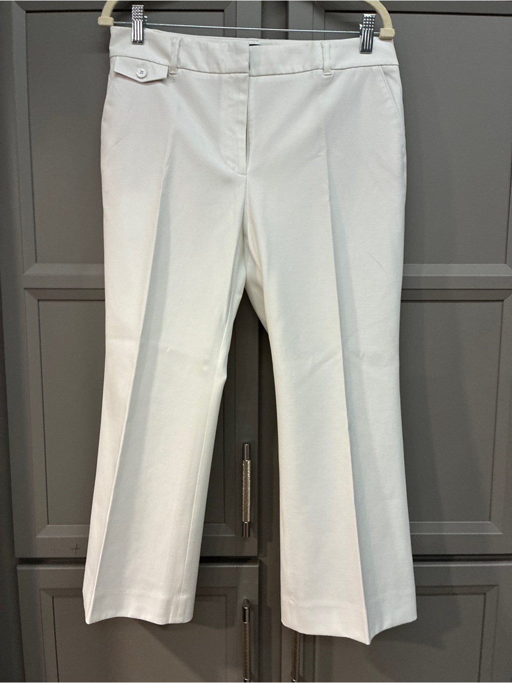 White House Black Market Women's Cream Wide-Leg Dress Pants